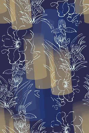 手绘线条笔触印花华亿平台图片