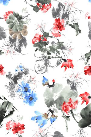 白底花印花华亿平台图片