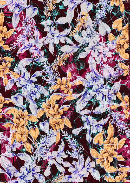 抽象花卉印花华亿平台图片