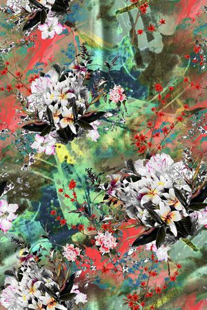 手绘花卉印花华亿平台图片