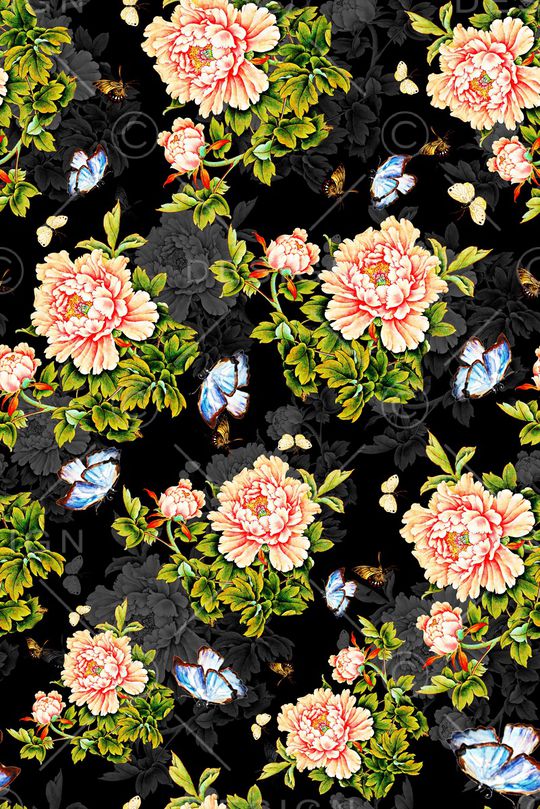 手绘花卉印花华亿平台图片