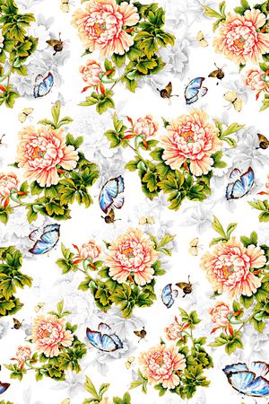 手绘花卉印花华亿平台图片