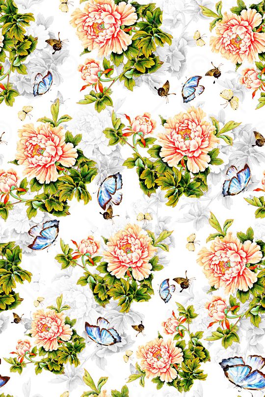 手绘花卉印花华亿平台图片