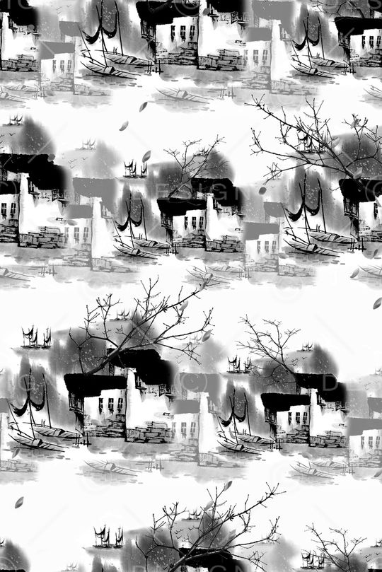 水墨风印花华亿平台图片