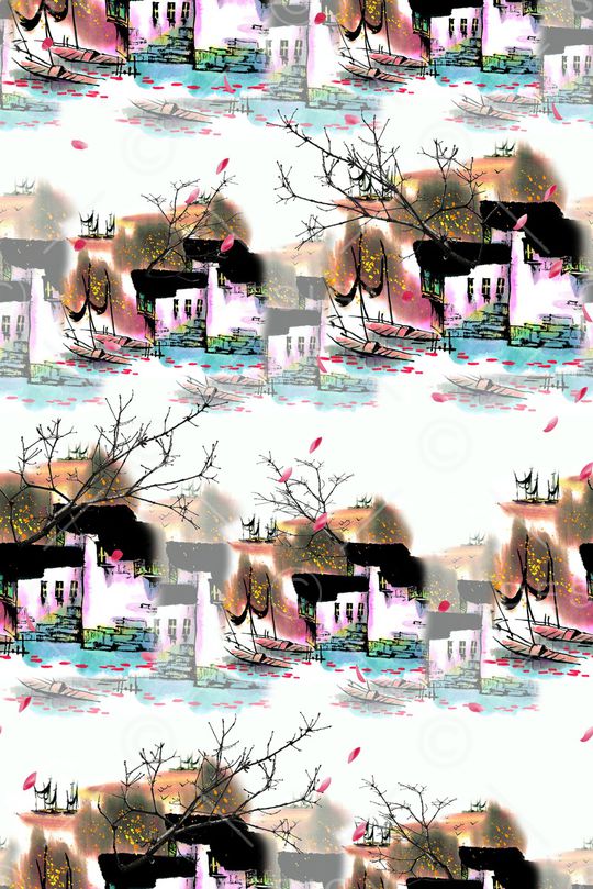 水墨风印花华亿平台图片