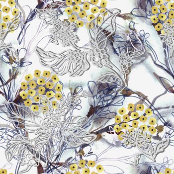 1102089-抽象水彩花底纹色块花簇线条乱花