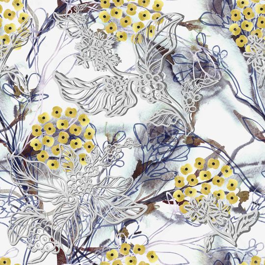 线条花卉印花华亿平台图片