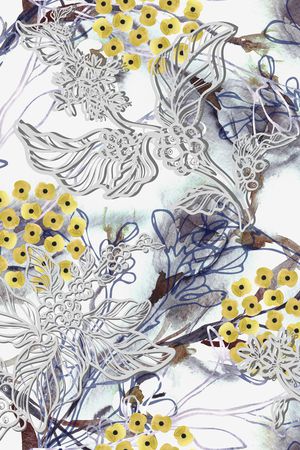 线条花卉印花华亿平台图片