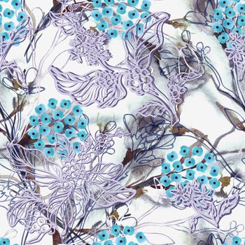 1102092-抽象水彩花底纹色块花簇线条乱花-