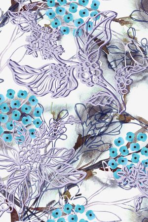 线条花卉印花华亿平台图片