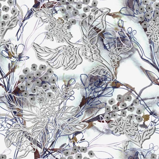 线条花卉印花华亿平台图片