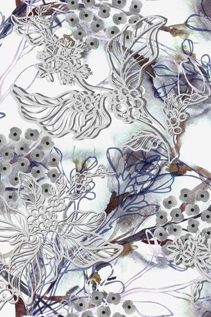 线条花卉印花华亿平台图片