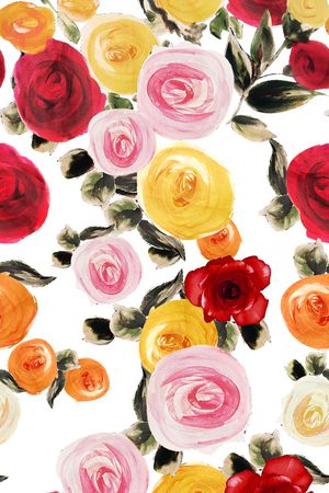 水彩花卉印花华亿平台图片