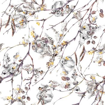 1102220-满地枝蔓松果线描花朵