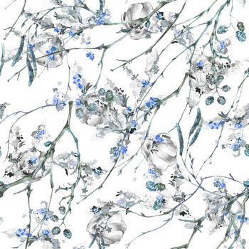 1102223-满地枝蔓松果线描花朵-1