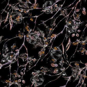 1102225-满地枝蔓松果线描花朵-3