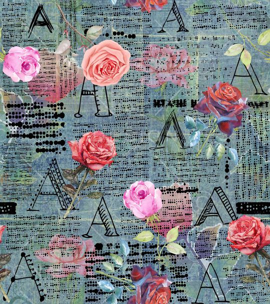 褪色花卉印花华亿平台图片