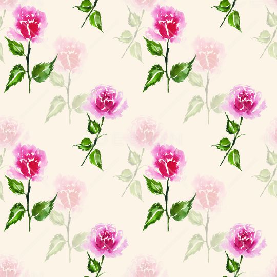 手绘玫瑰印花华亿平台图片