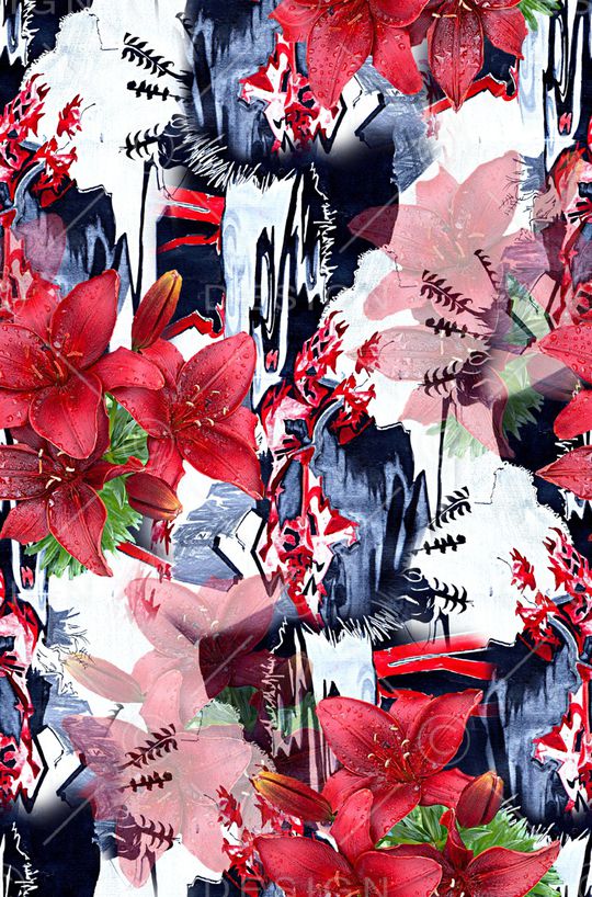 水彩花卉印花华亿平台图片