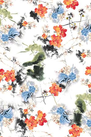 白底花印花华亿平台图片