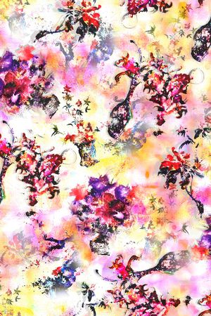 手绘花卉印花华亿平台图片