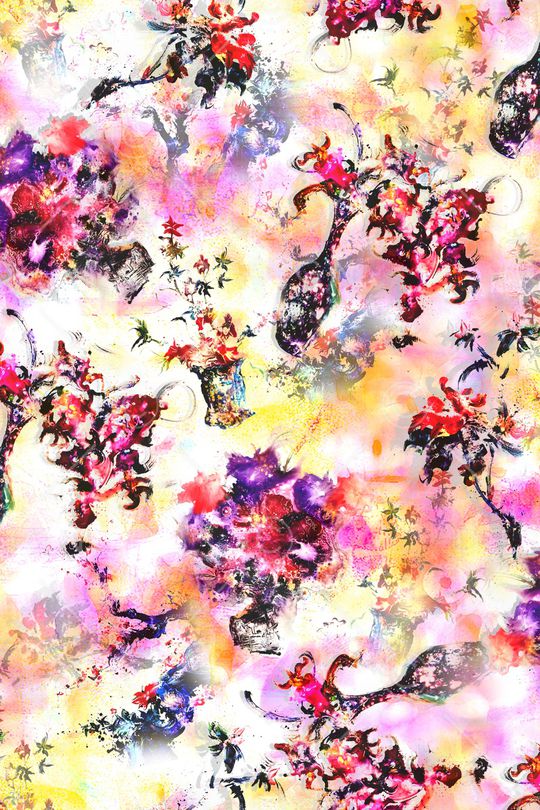 手绘花卉印花华亿平台图片