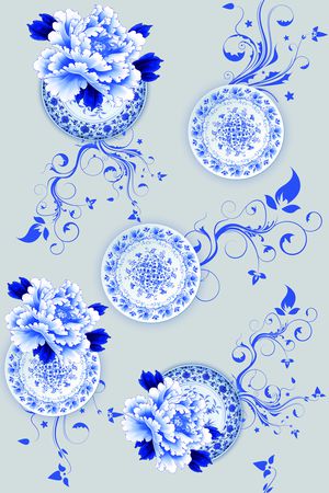 青花瓷印花华亿平台图片