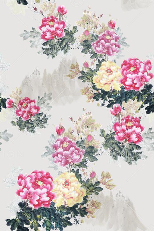 牡丹印花华亿平台图片