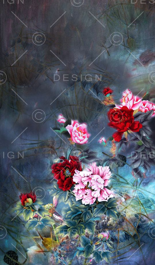 中国风定位花印花华亿平台图片