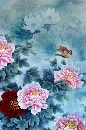 牡丹印花华亿平台图片