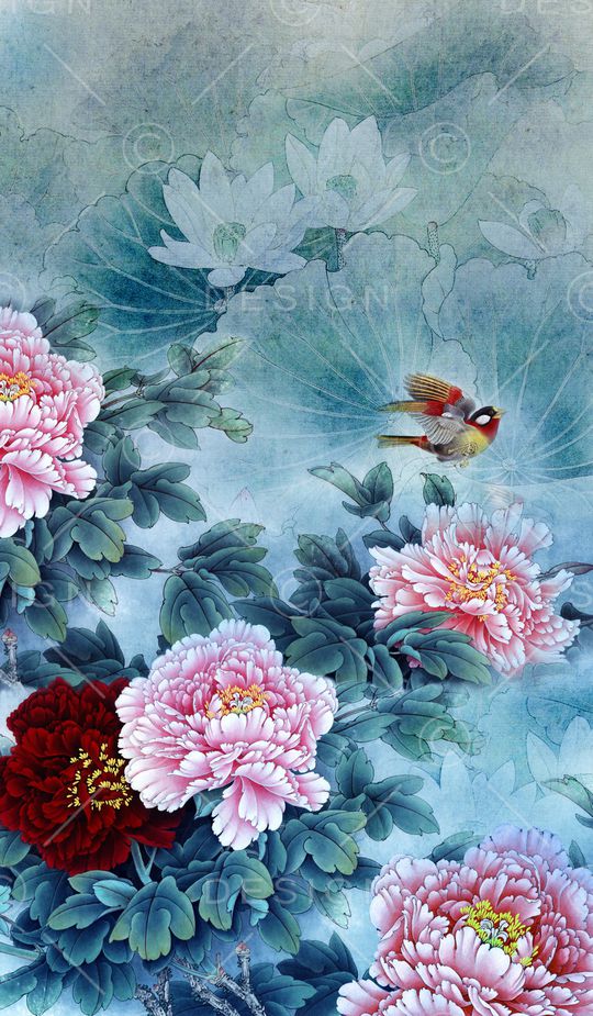 牡丹印花华亿平台图片