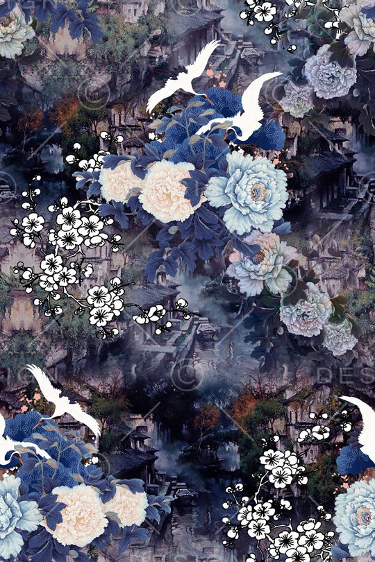 仙鹤印花华亿平台图片