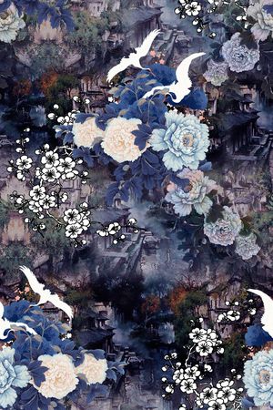 仙鹤印花华亿平台图片