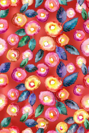 手绘花卉印花华亿平台图片