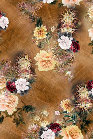 牡丹花卉印花华亿平台图片