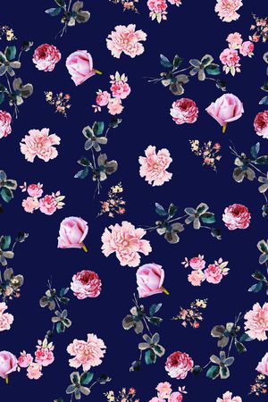 黑底花卉印花华亿平台图片