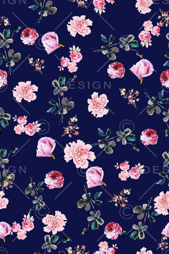 黑底花卉印花华亿平台图片