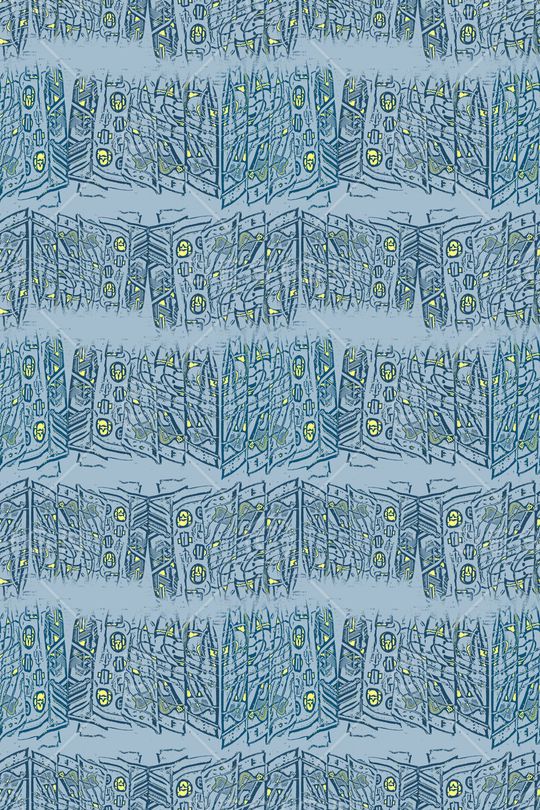 手绘线条笔触印花华亿平台图片