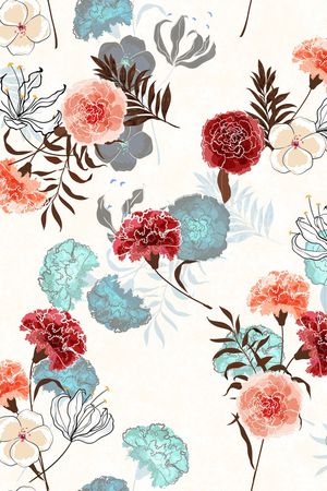 手绘花卉印花华亿平台图片