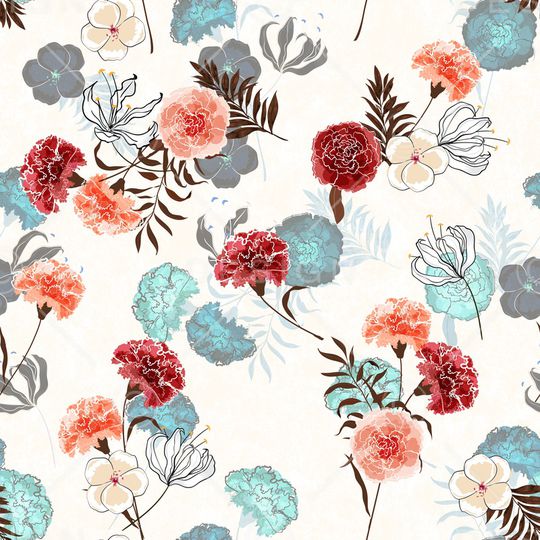 手绘花卉印花华亿平台图片