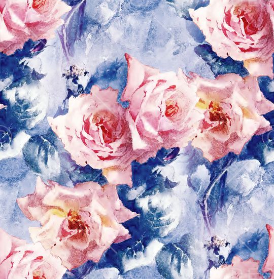 手绘大花印花华亿平台图片