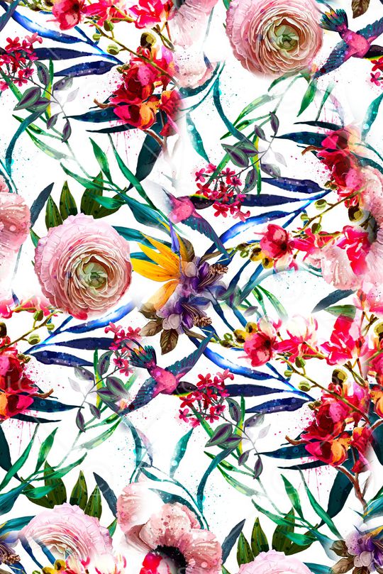 手绘大花印花华亿平台图片