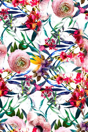 手绘大花印花华亿平台图片