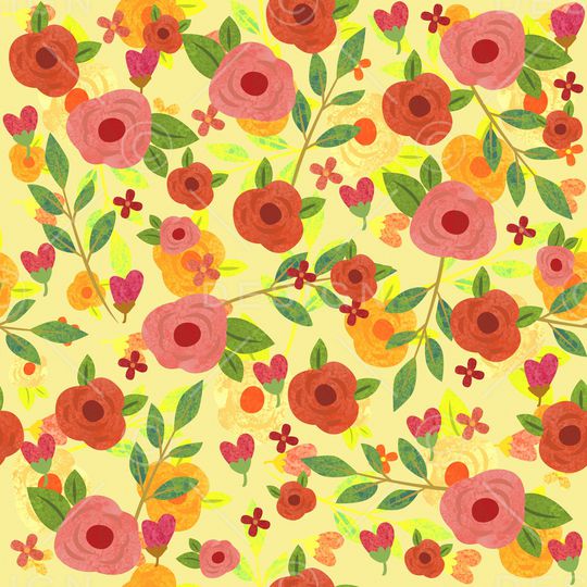 手绘花卉印花华亿平台图片