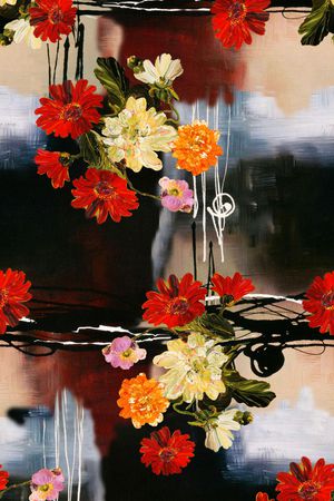 抽象肌理油画花卉印花华亿平台图片