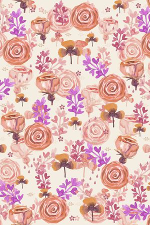 手绘花卉印花华亿平台图片