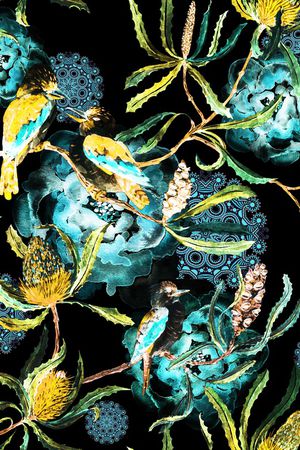 水彩花卉印花华亿平台图片