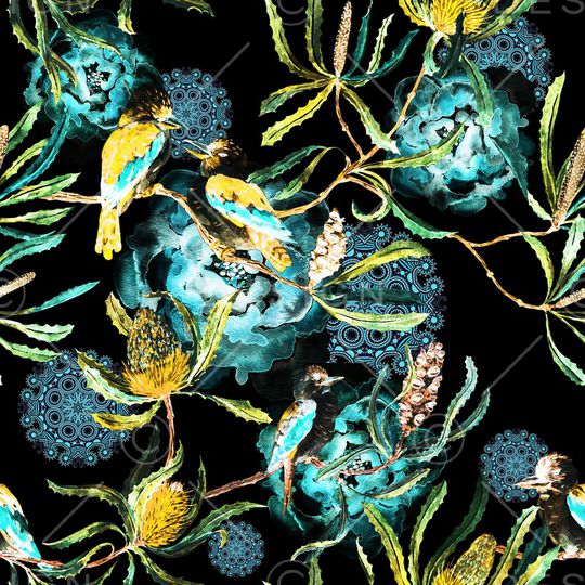 水彩花卉印花华亿平台图片