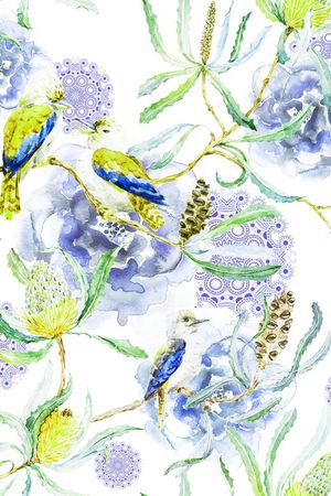 水彩花卉印花华亿平台图片