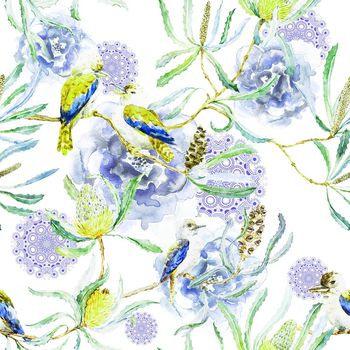 1108284-水彩大花底纹花鸟